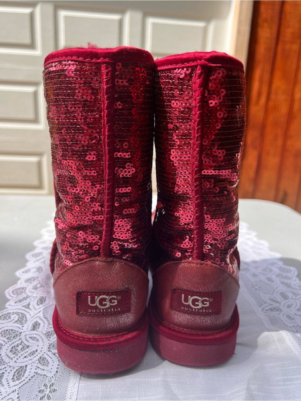 UGG Women's Sequined Short Boot in Red - Picture 4 of 6